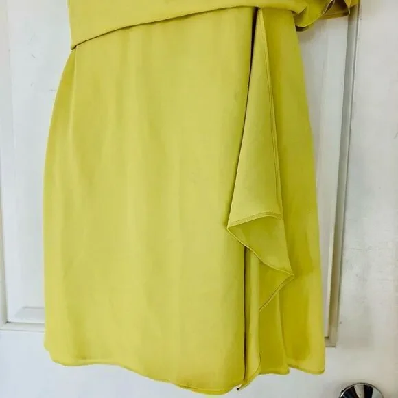 BCBGMAXAZRIA Mina Dark Lime One Shoulder Mini Dress - Picture 5 of 15